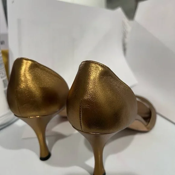 Manolo Blahnik Bronze Open-Toe Heels - Picture 5 of 6